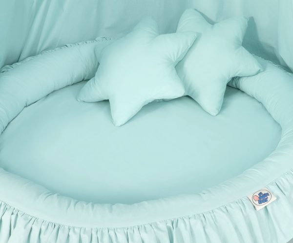 Set: Hanging canopy + Nest with flounce + pillows - mint - Image 3