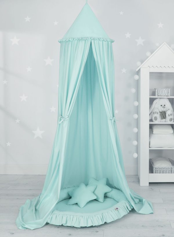 Set: Hanging canopy + Nest with flounce + pillows - mint - Image 4