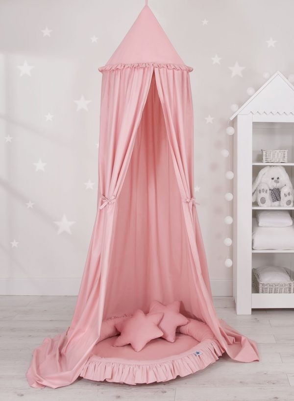 Set: Hanging canopy + Nest with flounce + pillows - pastel pink - Image 2