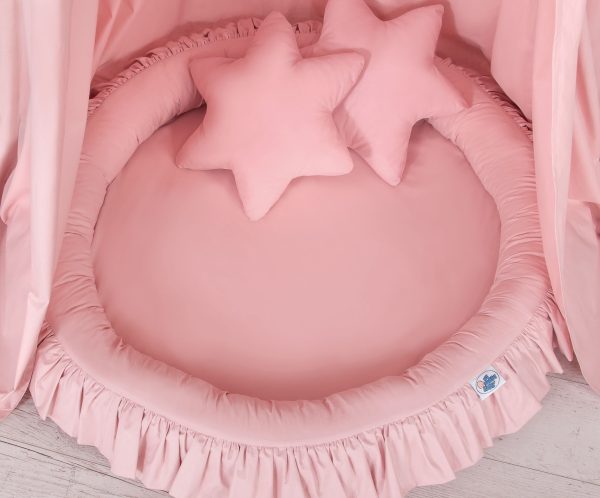 Set: Hanging canopy + Nest with flounce + pillows - pastel pink - Image 3