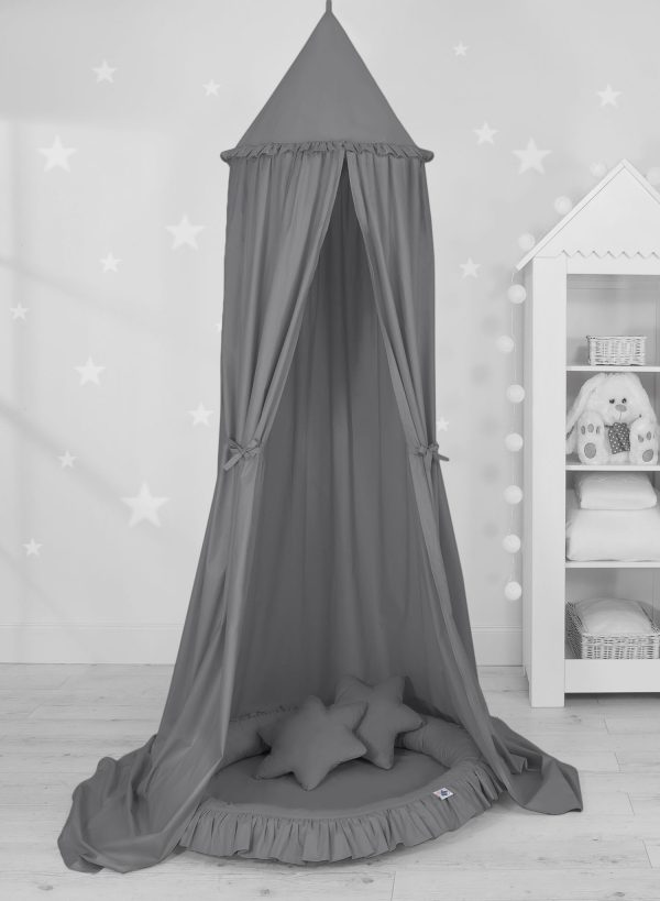 Set: Hanging canopy + Nest with flounce + pillows - anthracite - Image 2