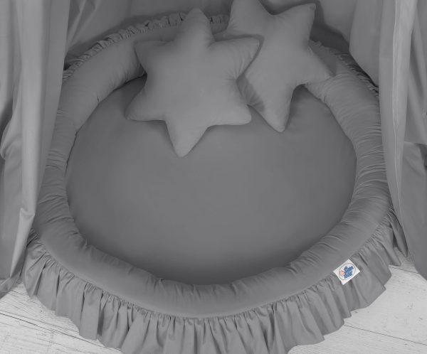 Set: Hanging canopy + Nest with flounce + pillows - anthracite - Image 3