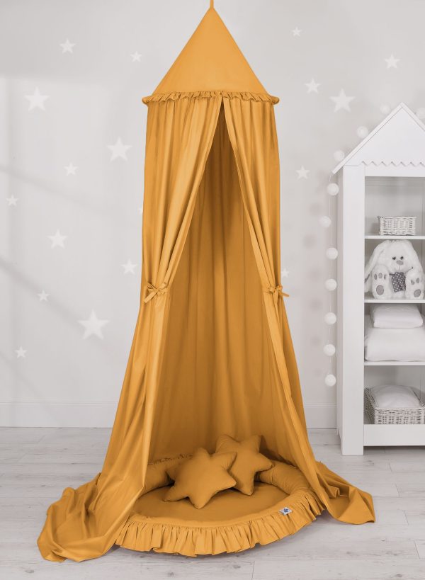 Set: Hanging canopy + Nest with flounce + pillows - honey yellow - Image 2