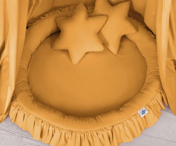 Set: Hanging canopy + Nest with flounce + pillows - honey yellow - Image 3