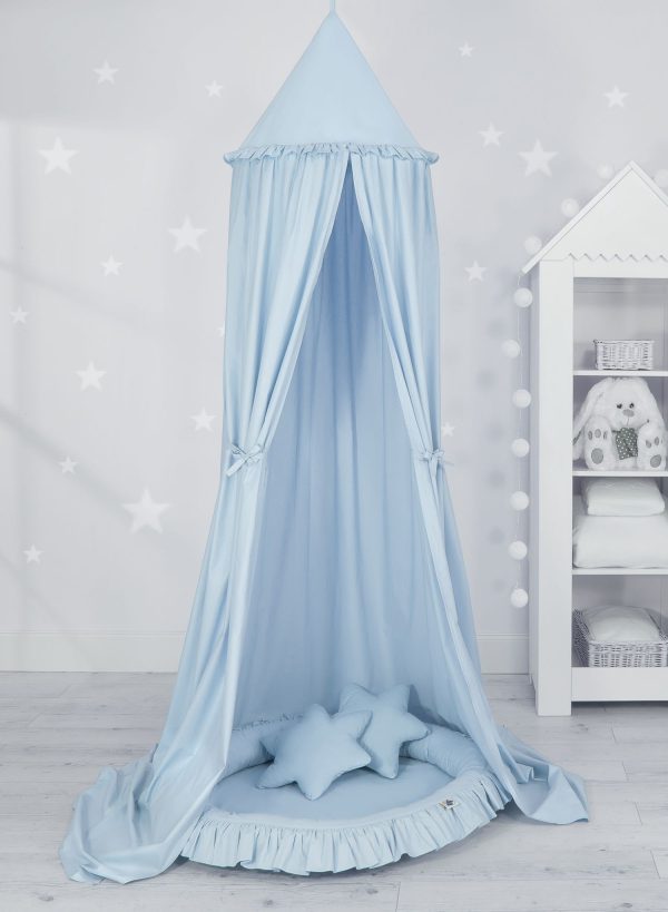 Set: Hanging canopy + Nest with flounce + pillows - blue - Image 2