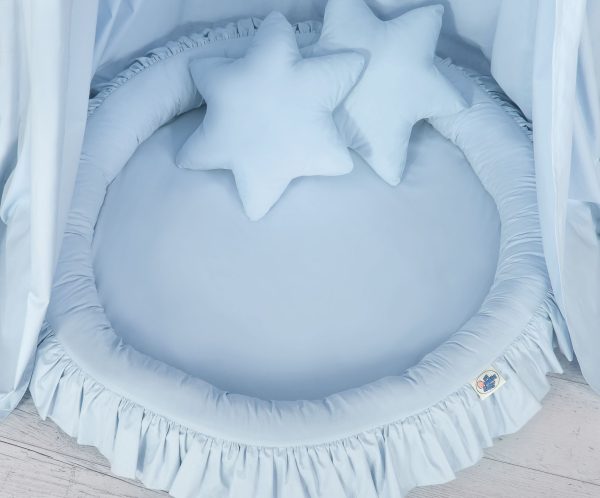 Set: Hanging canopy + Nest with flounce + pillows - blue - Image 3