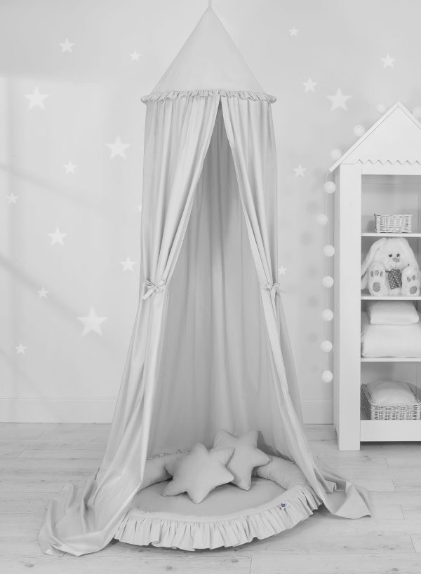 Set: Hanging canopy + Nest with flounce + pillows - gray - Image 2