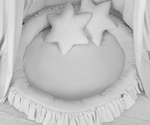 Set: Hanging canopy + Nest with flounce + pillows - gray - Image 3