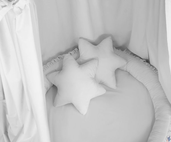 Set: Hanging canopy + Nest with flounce + pillows - gray - Image 4
