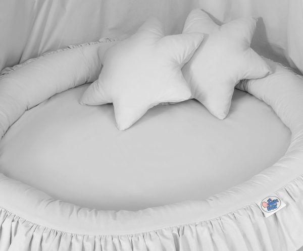 Set: Hanging canopy + Nest with flounce + pillows - gray - Image 5