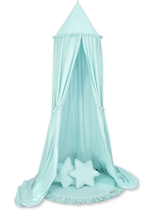 Set: Hanging canopy + Floor play mat + pillows - mint