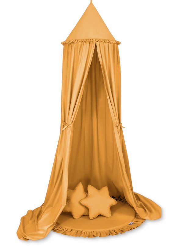 Set: Hanging canopy + Floor play mat + pillows - honey yellow