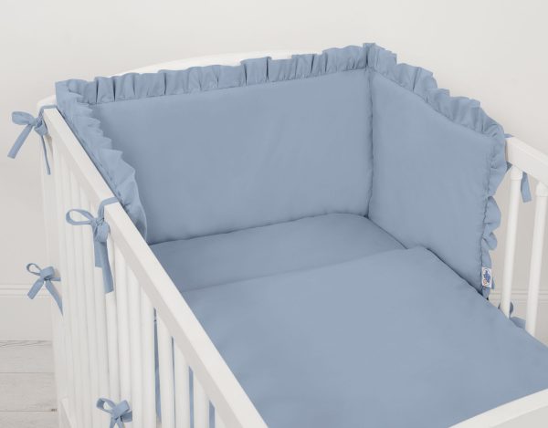 Universal baby bed bumper with frill - pastel blue - Image 2
