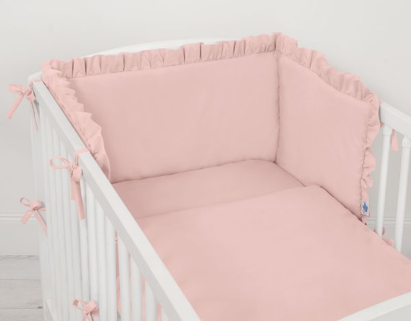 Universal baby bed bumper with frill - pastel pink - Image 2