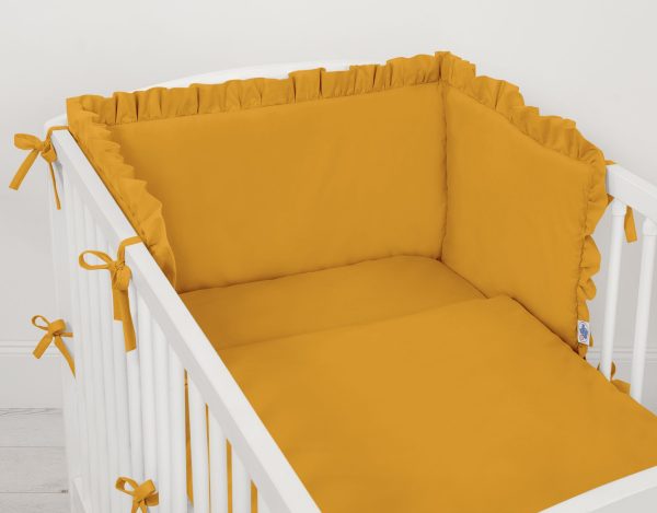 Universal baby bed bumper with frill - honey yellow - Image 2