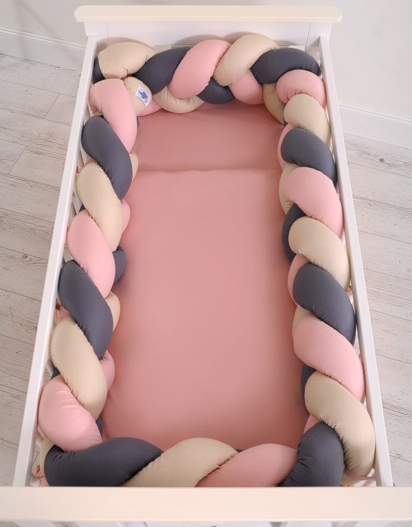 Knot bumper XXL- beige-anthracite-pastel pink - Image 2