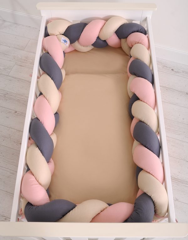 Knot bumper XXL- beige-anthracite-pastel pink - Image 4
