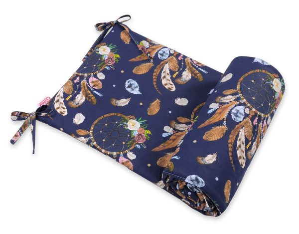 Universal bumper for cot - dream catchers dark blue