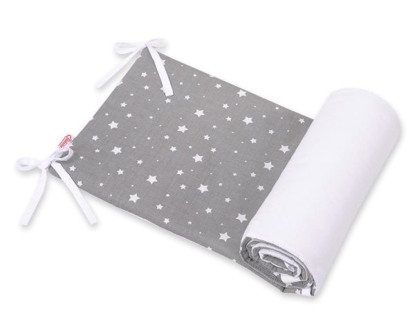 Universal double-sided bumper for cot - mini stars white