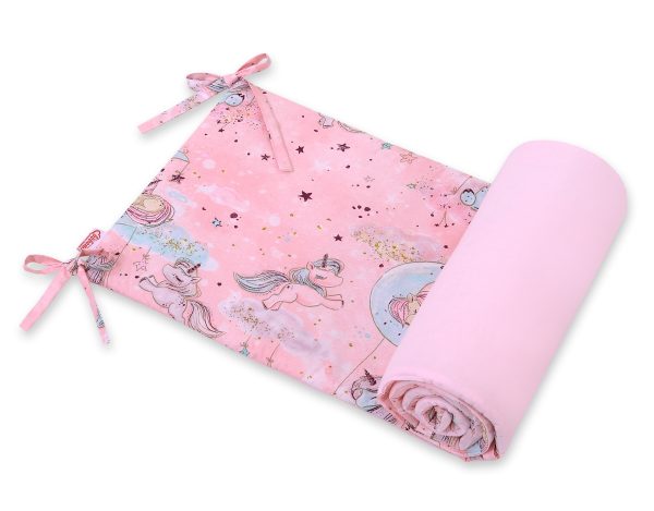 Universal bumper for cot - unicorn pink
