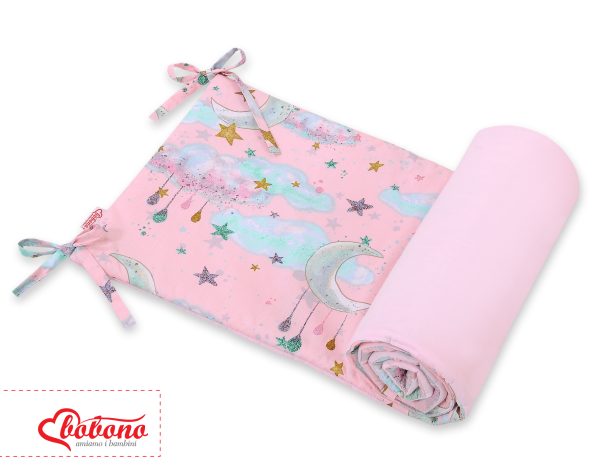 Universal bumper for cot - moons pink - Image 2