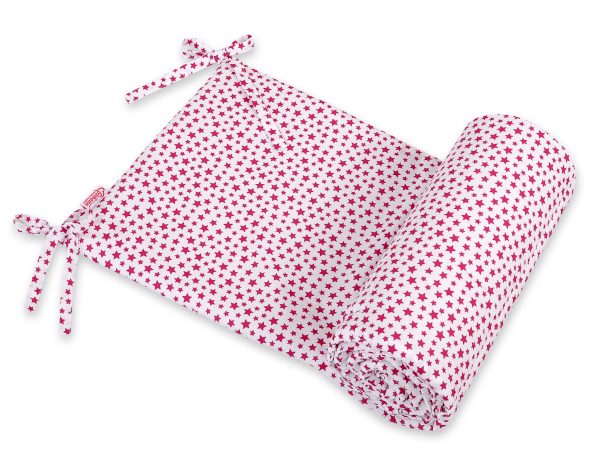 Universal bumper for cot -  white-wine red stars
