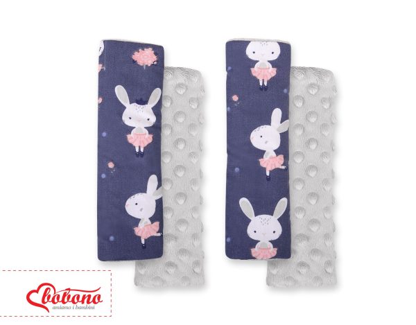 Double sided pads BOBONO for seat belts - blue rabbits/gray - Image 2