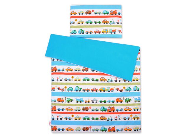 Baby cotton bedding set 2-pcs 135x100 cm- retro cars - Image 2