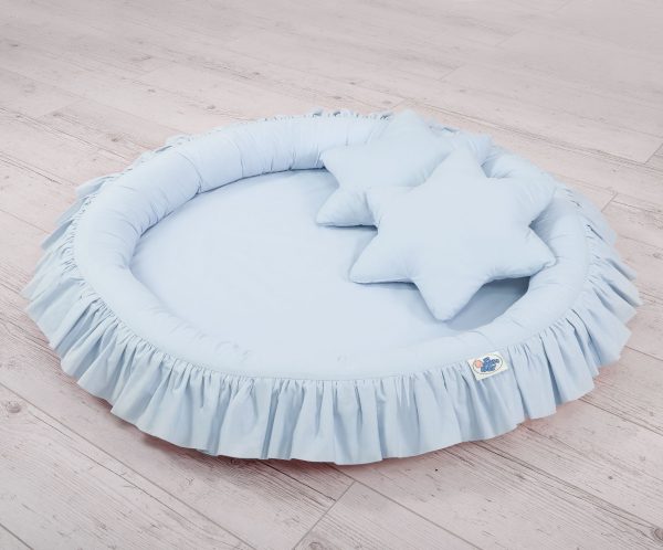 Set: Hanging canopy + Nest with flounce + pillows - blue - Image 5