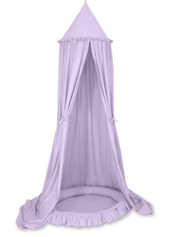 Set: Hanging baldachin for children's room cotton + nest with flounce- lila