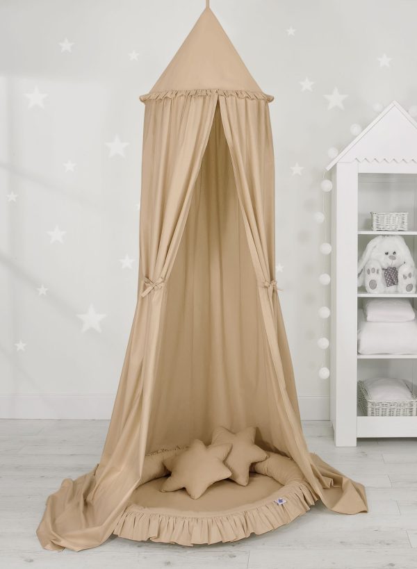 Set: Hanging canopy + Nest with flounce + pillows - beige - Image 4