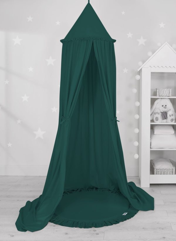 Set: Hanging baldachin for children's room cotton + Floor play mat- bottle green - Image 2