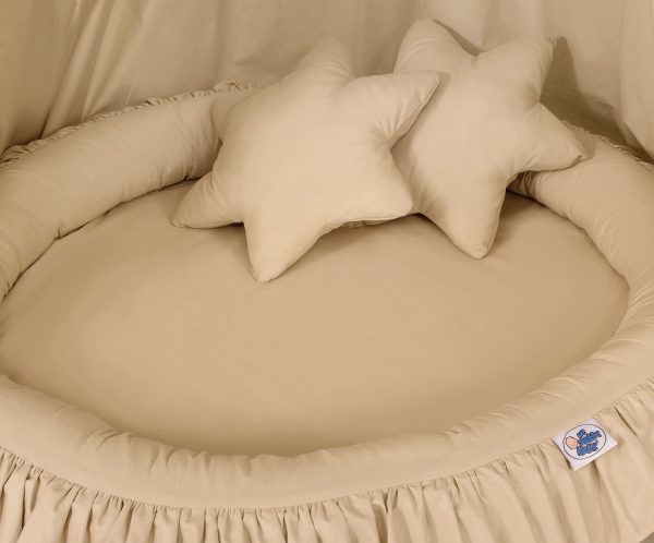 Set: Hanging canopy + Nest with flounce + pillows - beige - Image 3