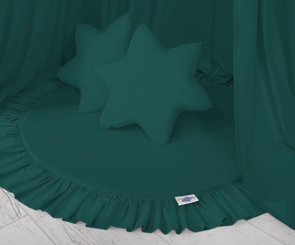 Set: Hanging baldachin for children's room cotton + Floor play mat + pillows - bottle green - Image 3