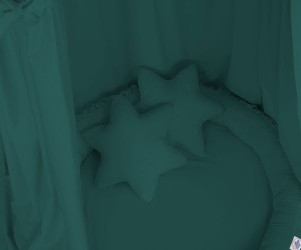 Set: Hanging baldachin for children's room cotton + nest with flounce + pillows - bottle green - Image 4