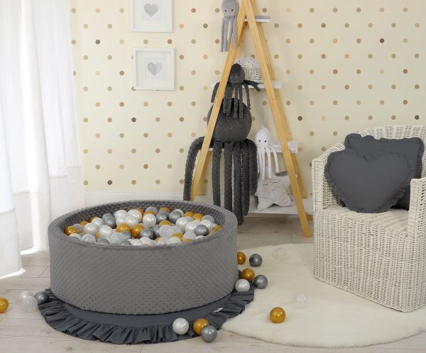 Ball-pit minky H-30 cm with balls 200pcs- dark gray - Image 2