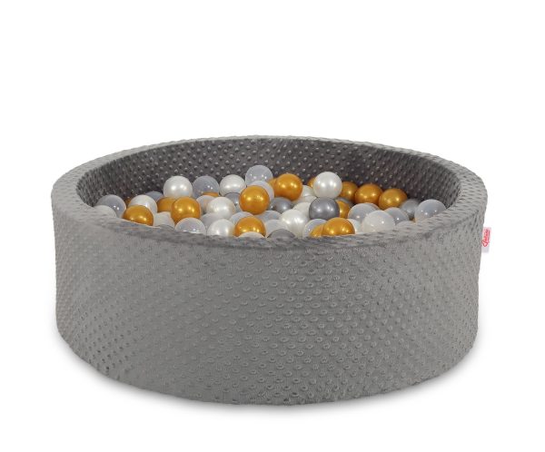 Ball-pit minky H-30 cm with balls 200pcs- dark gray