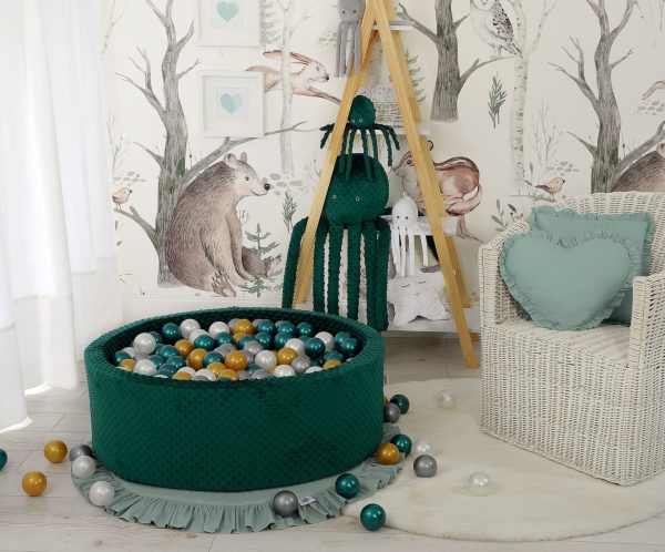 Ball-pit minky H-30 cm with balls 300pcs - bottle green - Image 6