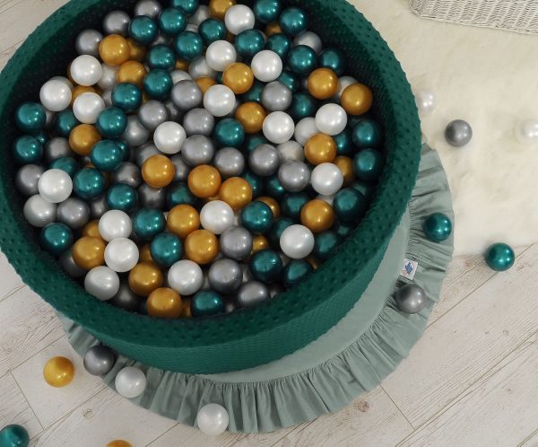 Ball-pit minky H-30 cm with balls 200pcs- bottle green - Image 6