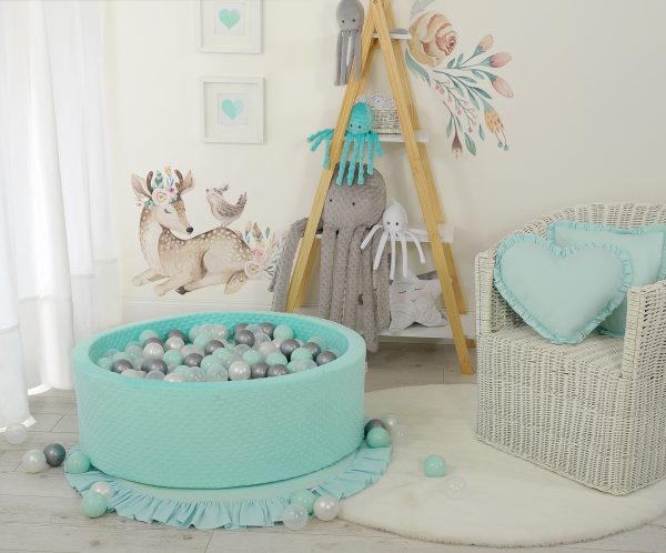 Ball-pit minky H-30 cm with balls 300pcs - mint - Image 4