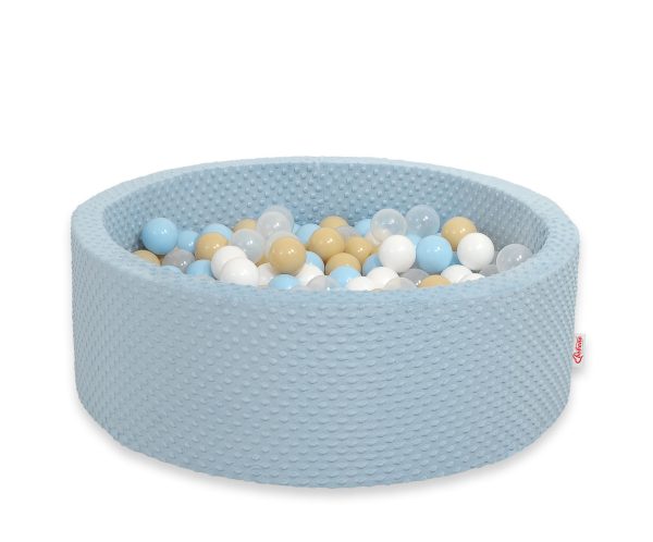 Ball-pit minky H-30 cm with balls 200pcs- misty blue
