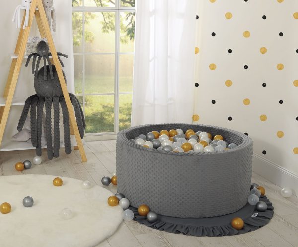 Ball-pit minky H-40 cm with balls 200pcs- dark grey - Image 3