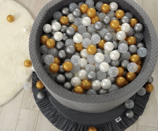 Ball-pit minky H-40 cm with balls 200pcs- dark grey - Image 4