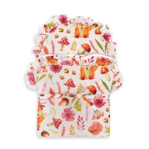 Baby doll swaddling blanket - fox in a wreath