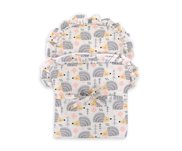 Baby doll swaddling blanket - hedgehogs grey