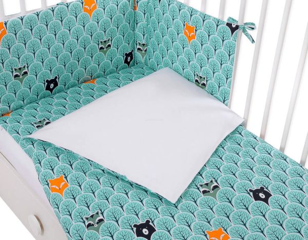 Baby cotton bedding set 2-pcs 135x100 cm- mint forest - Image 4