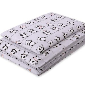 Baby cotton bedding set 2-pcs 120x90 cm - grey panda