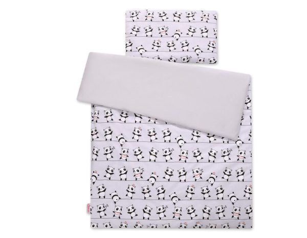 Baby cotton bedding set 2-pcs 120x90 cm - grey panda - Image 4