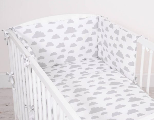 Baby cotton bedding set 2-pcs 120x90 cm- clouds gray - Image 2
