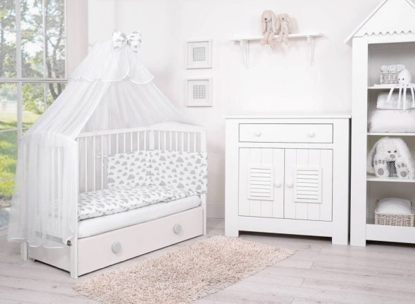 Baby cotton bedding set 2-pcs 120x90 cm- clouds gray - Image 3